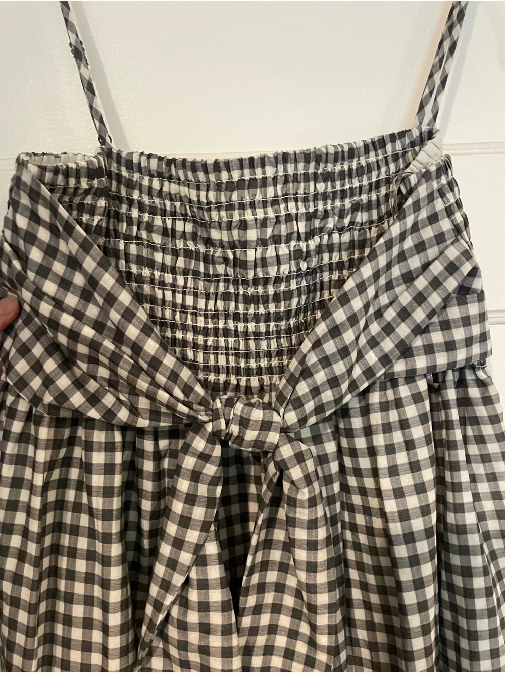 Vince Green and White Gingham Smocked Top - Picture 9 of 9